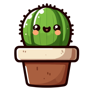 AI generated cute cactus in pot icon character png