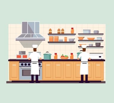 flat modern kitchen interior vector
