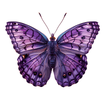 AI generated Purple butterfly PNG. Purple hairstreak butterfly. Purple butterfly top view flat lay PNG