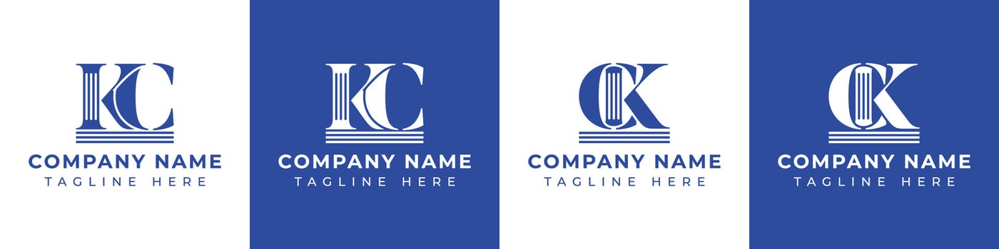 Letters KC and CK Pillar Logo Set, suitable for business with KC and CK related to Pillar vector