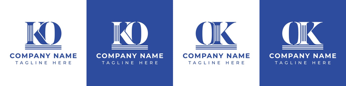 Letters OK and KO Pillar Logo Set, suitable for business with OK and KO related to Pillar vector