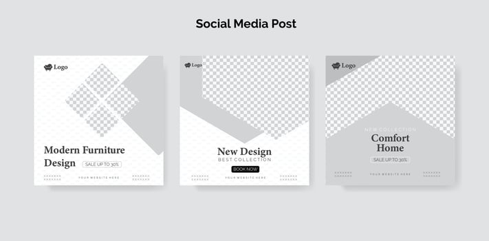 Modern Furniture sale Social Media Marketing post Editable Layout Set design. vector