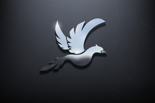 Bird 3D Logo Design, Shiny Mockup Logo with Textured Wall. Realistic Vector, Vector Illustration