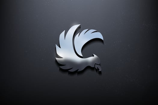 Bird 3D Logo Design, Shiny Mockup Logo with Textured Wall. Realistic Vector, Vector Illustration