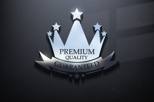 Premium Label 3D Logo Design, Shiny Mockup Logo with Textured Wall. Realistic Vector, Vector Illustration