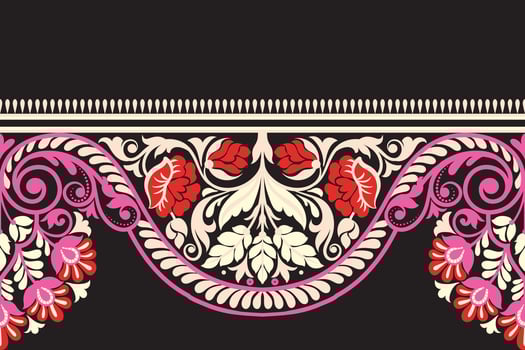 Floral seamless background Geometric ethnic oriental ikat seamless pattern traditional Design for background,carpet,wallpaper,clothing,wrapping,Batik,fabric,Vector illustration embroidery style. vector