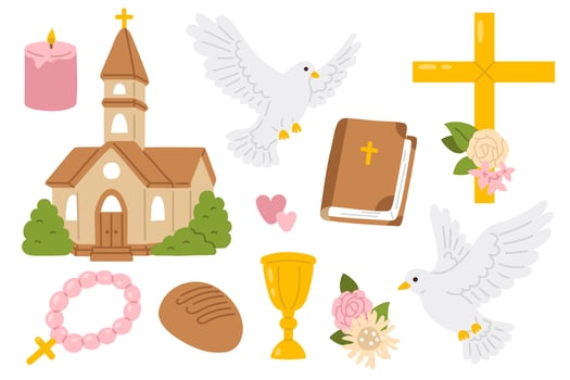 set of Christianity icons vector