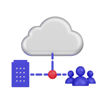 Hybrid Cloud Connection Network 3d Icon png