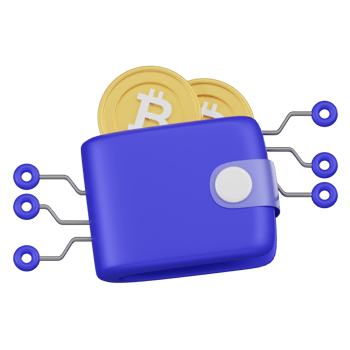 Cryptocurrency Wallet with Bitcoin and Circuit Design 3d Icon png