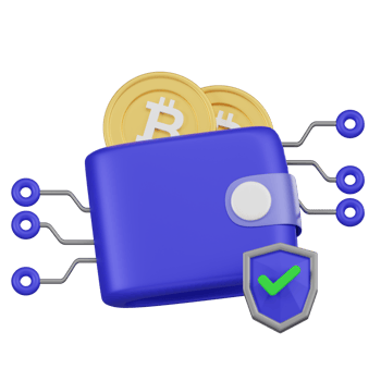 Secure Cryptocurrency Wallet with Protection Shield 3d Icon png