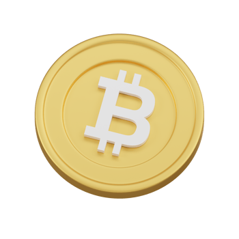 Golden Bitcoin Coin in Minimal Design 3d Icon png