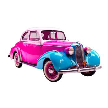 AI generated Pink And Blue Old Car png
