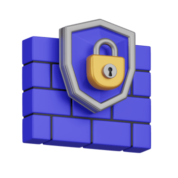 Secured Network Firewall with Padlock Shield 3D Icon png