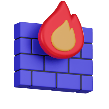 Firewall Protection Shield on Blue Bricks 3D Icon png