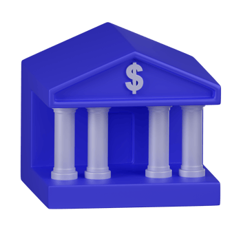 3D Bank Building with Dollar Sign Icon png