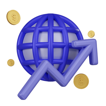 3D Global Economy Growth Icon png