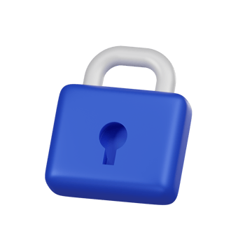 Minimal blue lock icon or padlock for security protect. 3d render isolated illustration. png