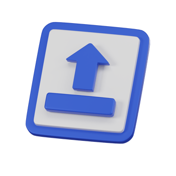 Minimal upload icon with a square button. 3d render isolated illustration. png