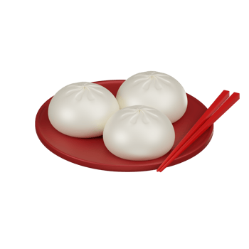 Chinese Dumplings on Plate with Chopsticks 3D Icon png
