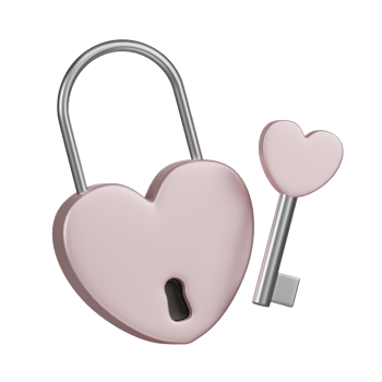 3D Valentine Love Pink Padlock and Key Icon png