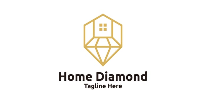 home diamond logo design, jewelry, luxury, logo design template, symbol, creative idea. vector