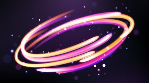 Colorful Light Trails, Long Time Exposure Motion Blur Effect, Vector Illustration