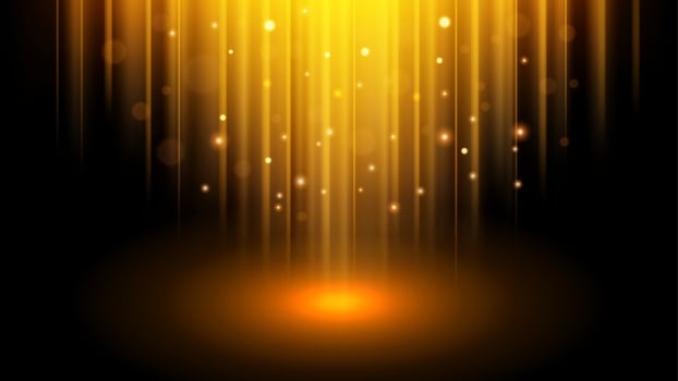 Abstract Gold Light Rays Effect with Sparks, Vector Illustration
