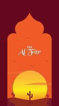 Eid Al Fitr Mubarak Desert Flat Illustration vector