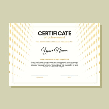 Orange certificate of achievement template with wave abstract vector