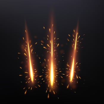 Three Lines of Sparks, Glowing Claws Light Effect, Vector Illustration