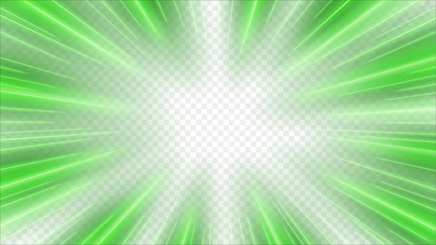 Green Rays Zoom in Motion Effect, Light Color Trails vector