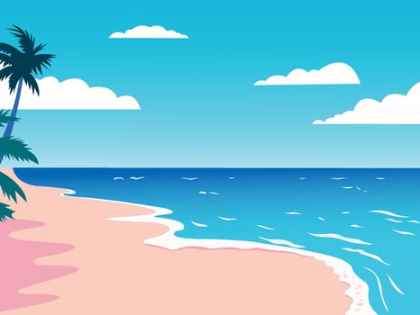 flat beach landscape illustration vector