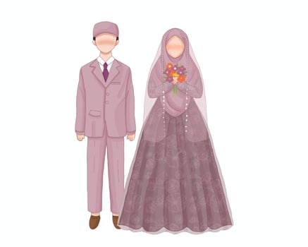 Beautiful Muslim Wedding Couple Illustration vector