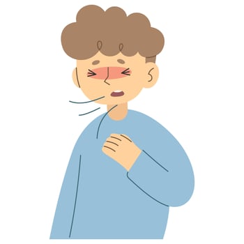 Shortness of breath cute on a white background, vector illustration.