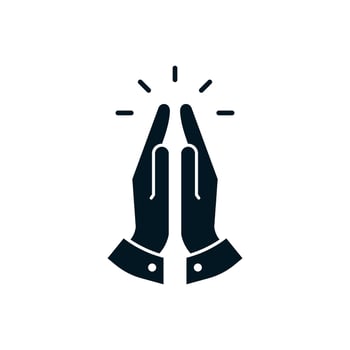 Praying hands flat symbol icon. Isolated vector illustration