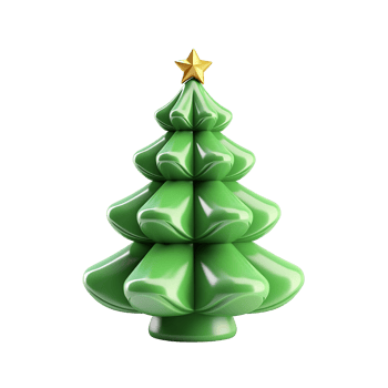 AI generated 3d cartoon christmas tree decoration png isolated on transparent background