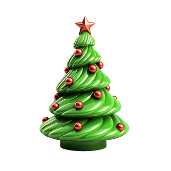 AI generated 3d cartoon christmas tree decoration png isolated on transparent background