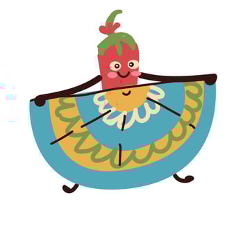Fun, cute character chilli pepper dancing. vector