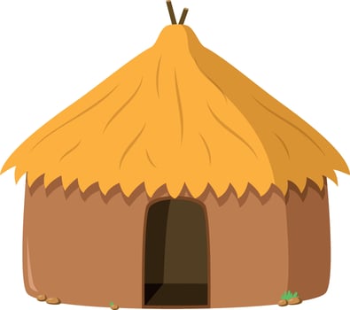 Vector illustration of a traditional Masaai mud hut in cartoon style isolated on white background. Traditional Houses of the World Series