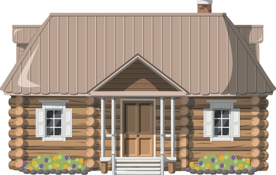 Vector illustration of a traditional Russia Dacha house in cartoon style isolated on white background. Traditional Houses of the World Series
