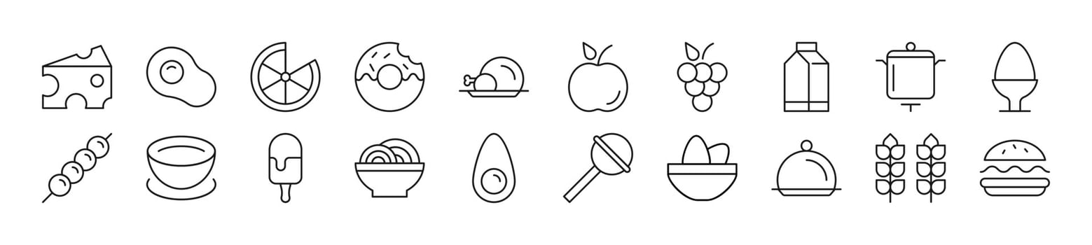 Food line icons collection. Editable stroke. Simple linear illustration for web sites, newspapers, articles book vector