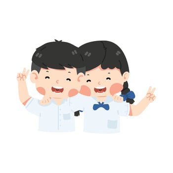 best friends Hugging happy characters vector
