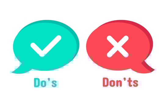 Do and Dont icons. Speech bubble checklist element, yes and no dialogue cloud box. Accept or reject symbol vector icon. Right and wrong symbols. Behaviour rules. Correct and incorrect decision