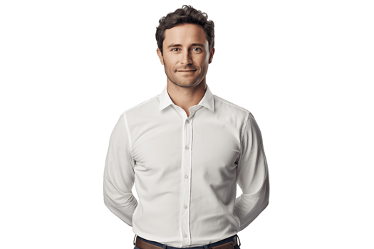 AI generated Portrait of a young smiling man looking into the lens on a transparent background png