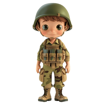 AI generated 3D Rendering of a Cartoon of Army Man with Uniform on Transparent Background - Ai Generated png