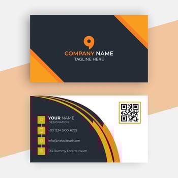 Business card template with orange and black stripes vector