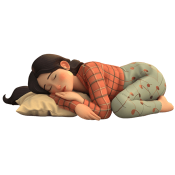 3D Rendering of a Cartoon of Woman Sleeping on Transparent Background - png