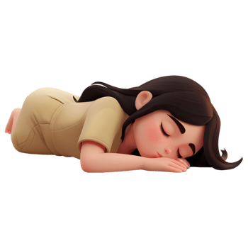 3D Rendering of a Cartoon of Woman Sleeping on Transparent Background - png