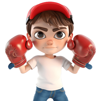 AI generated 3D Rendering of a Cartoon of Boxing Boy Wearing Gloves on Transparent Background - Ai Generated png