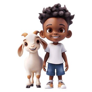 AI generated 3D Rendering of a Cartoon of Boy With Goat Standing on Transparent Background - Ai Generated png